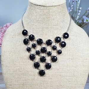 New Bib Style Statement Necklace Silver & Black